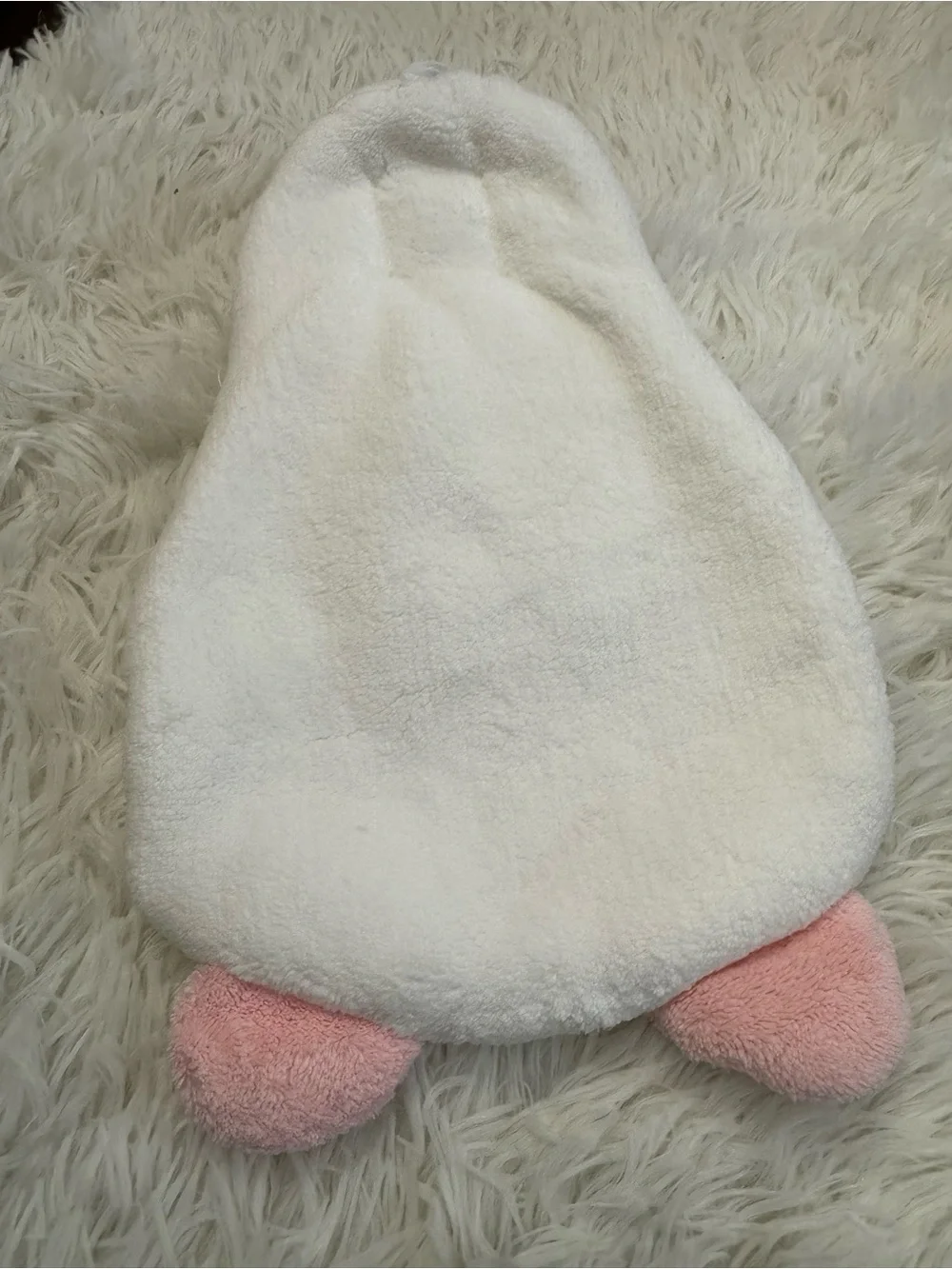 Plush Bunny hand towel - White & Pink bathroom kitchen hanging